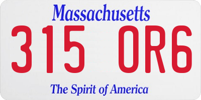 MA license plate 315OR6