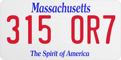 MA license plate 315OR7