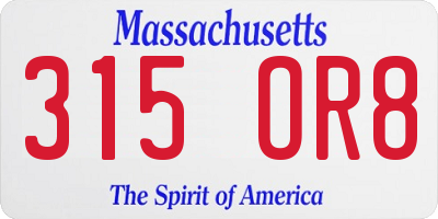 MA license plate 315OR8
