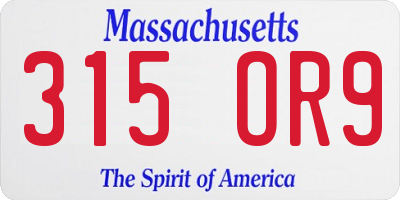 MA license plate 315OR9