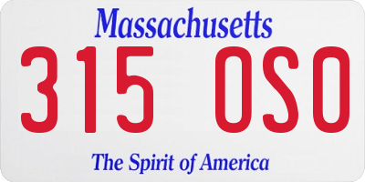 MA license plate 315OS0