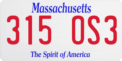 MA license plate 315OS3