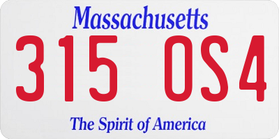 MA license plate 315OS4