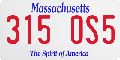 MA license plate 315OS5