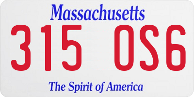 MA license plate 315OS6