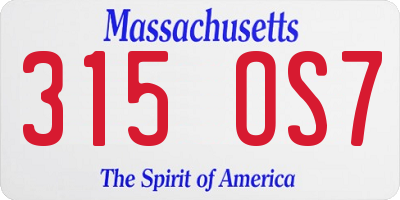 MA license plate 315OS7