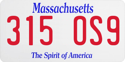 MA license plate 315OS9
