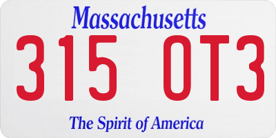 MA license plate 315OT3
