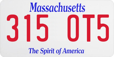 MA license plate 315OT5