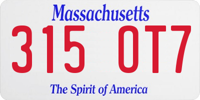 MA license plate 315OT7