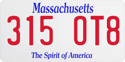 MA license plate 315OT8