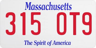 MA license plate 315OT9