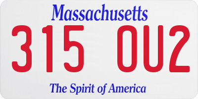MA license plate 315OU2