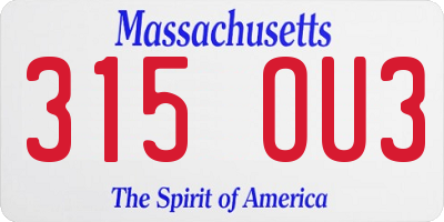 MA license plate 315OU3