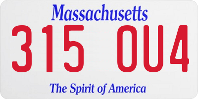 MA license plate 315OU4