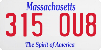 MA license plate 315OU8