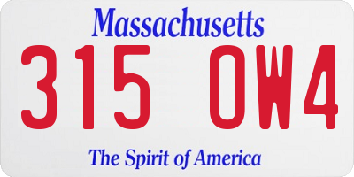 MA license plate 315OW4