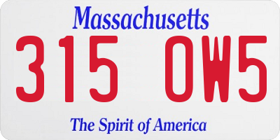 MA license plate 315OW5