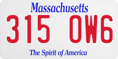 MA license plate 315OW6
