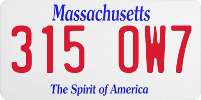 MA license plate 315OW7
