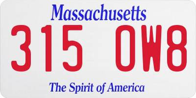 MA license plate 315OW8