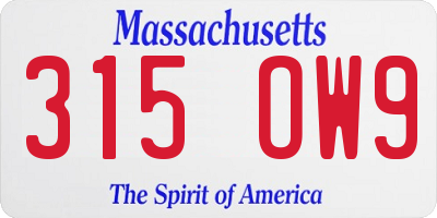 MA license plate 315OW9