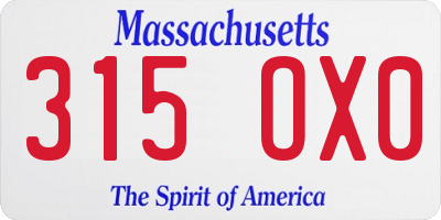 MA license plate 315OX0