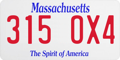 MA license plate 315OX4