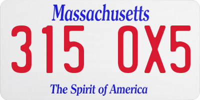 MA license plate 315OX5