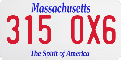 MA license plate 315OX6