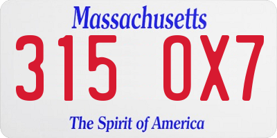 MA license plate 315OX7