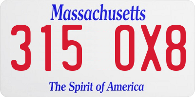 MA license plate 315OX8