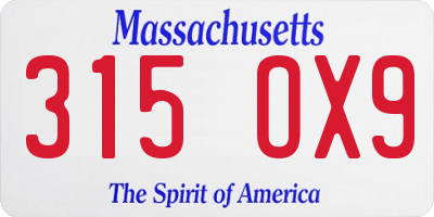 MA license plate 315OX9