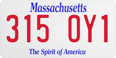 MA license plate 315OY1