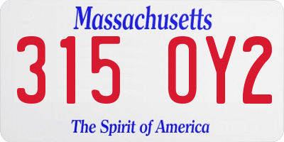 MA license plate 315OY2