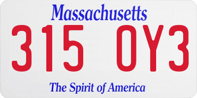MA license plate 315OY3
