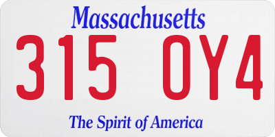 MA license plate 315OY4