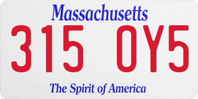 MA license plate 315OY5