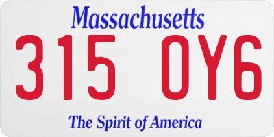 MA license plate 315OY6