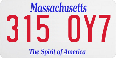 MA license plate 315OY7