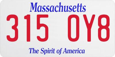 MA license plate 315OY8