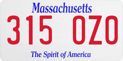 MA license plate 315OZ0