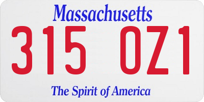MA license plate 315OZ1