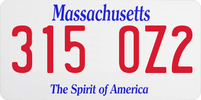MA license plate 315OZ2