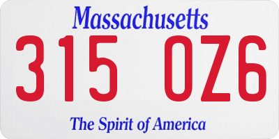 MA license plate 315OZ6