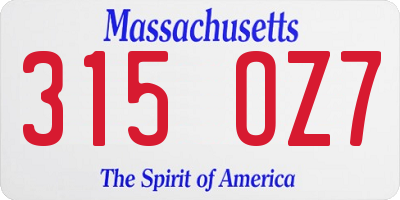 MA license plate 315OZ7