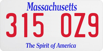 MA license plate 315OZ9