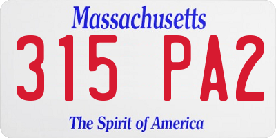 MA license plate 315PA2