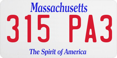 MA license plate 315PA3