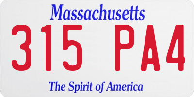 MA license plate 315PA4